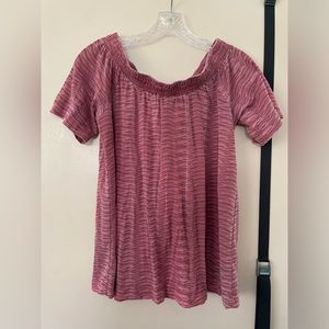 Kealopiko off the shoulder shirt. Pink, semi sheer.
